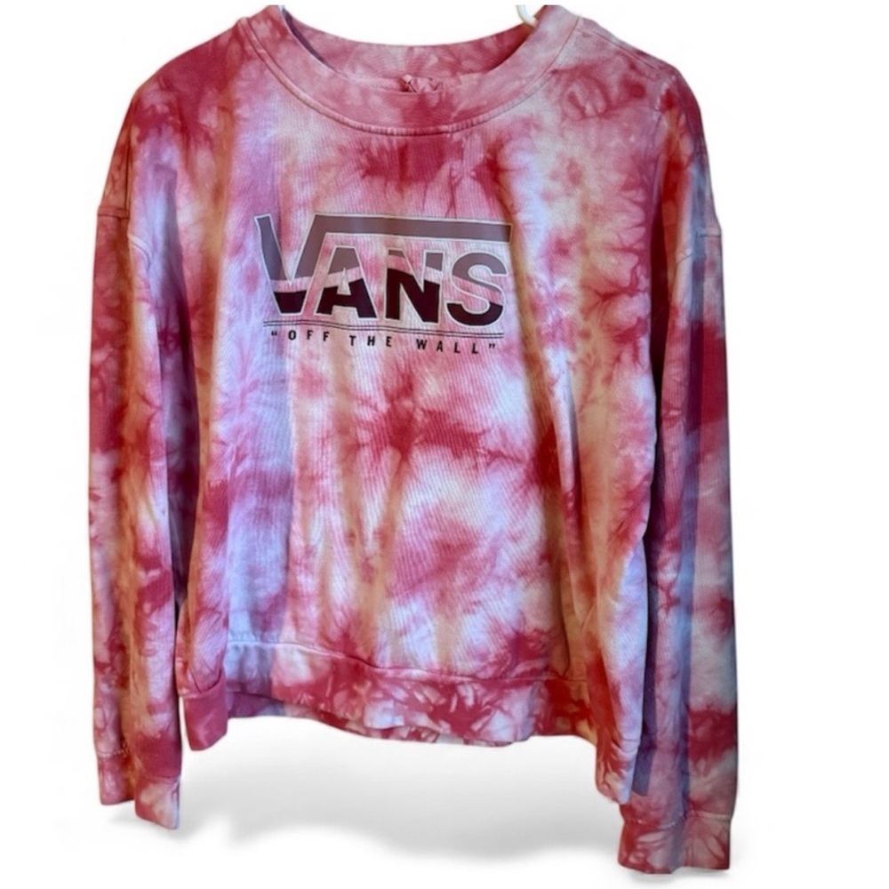 Vans Pink Tie Dye Crop Crewneck Sweatshirt Size Large